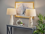 Lana Table Lamp Set in Off-White Ribbed Ceramic