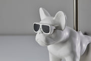Sunny Dog Table Lamp in White Ceramic W. Brushed Steel Neck