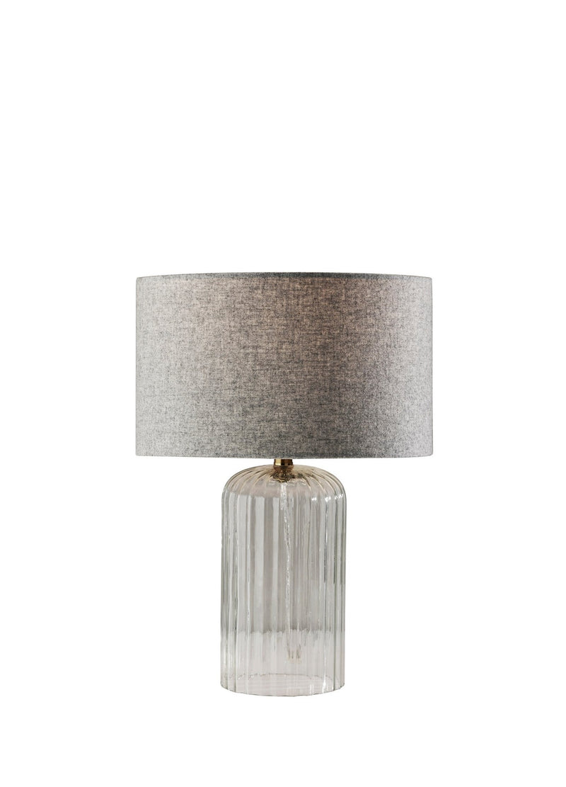 Carrie Table Lamp in Clear Ribbed Glass W. Antique Brass Neck