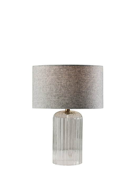 Carrie Table Lamp in Clear Ribbed Glass W. Antique Brass Neck