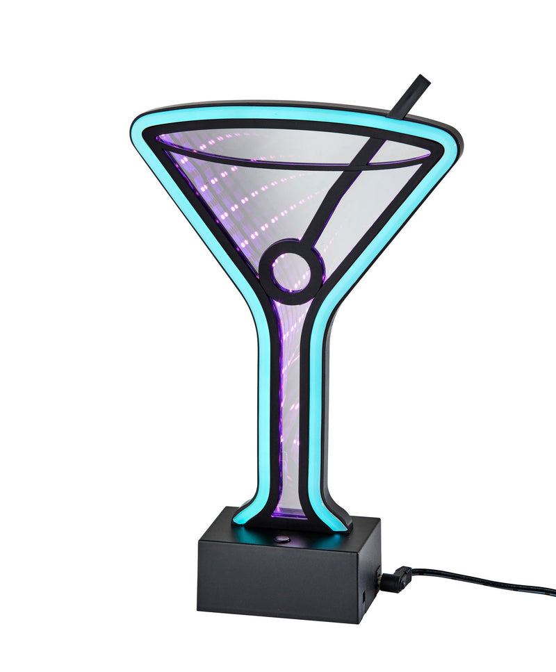 Infinity Martini Glass LED Neon Table Lamp in Black