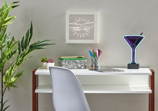 Infinity Martini Glass LED Neon Table Lamp in Black