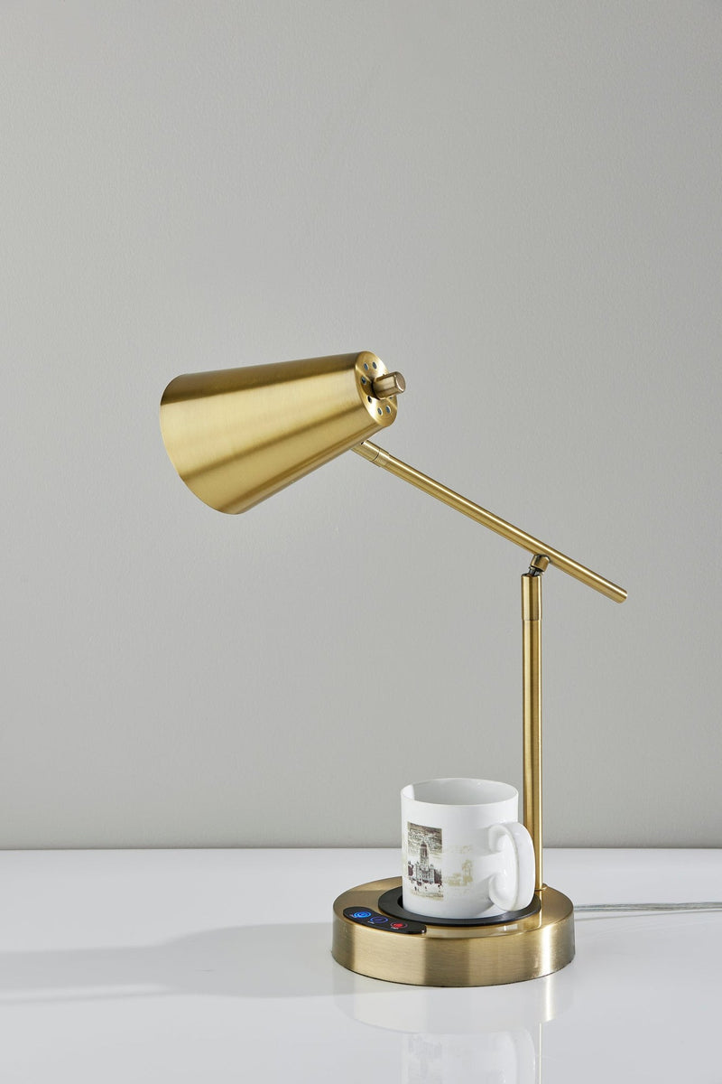 Cup Warming Desk Lamp in Antique Brass