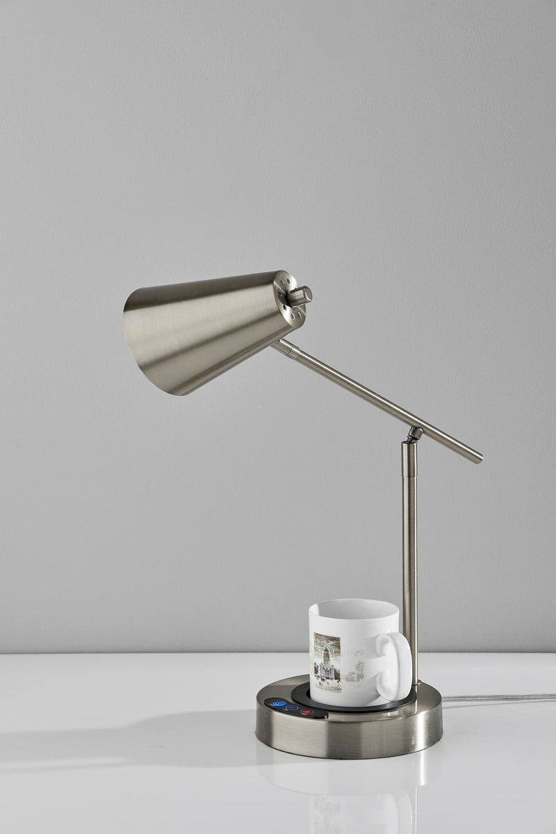 Cup Warming Desk Lamp in Brushed Steel