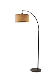 Burlap Arc Floor Lamp in Antique Bronze
