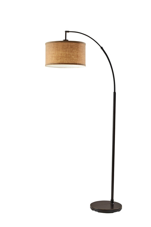 Burlap Arc Floor Lamp in Antique Bronze