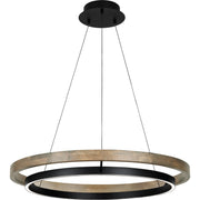 Grace 36 Chandelier in Matte Black and Weathered Oak Wood