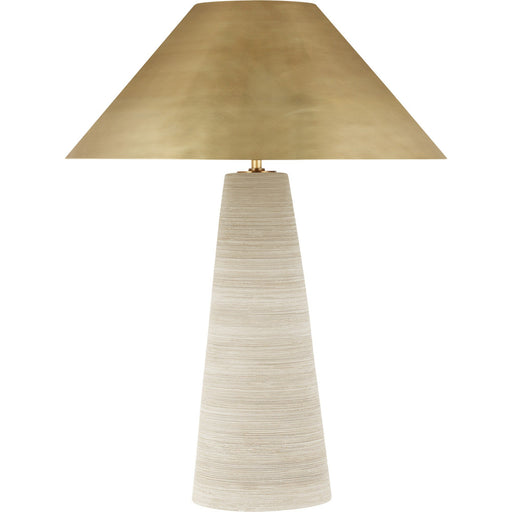 Karam Medium 2-Light Table Lamp in Cream Natural Brass