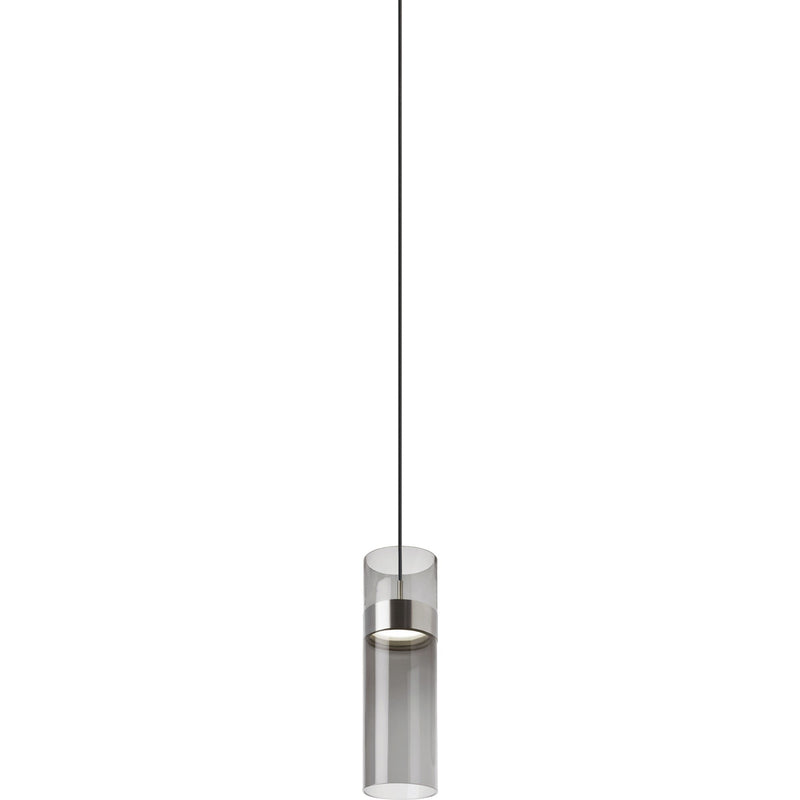 Manette Grande Pendant in Transparent Smoke Glass Satin Nickel and Satin Nickel