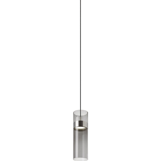 Manette Grande Pendant in Transparent Smoke Glass Satin Nickel and Satin Nickel