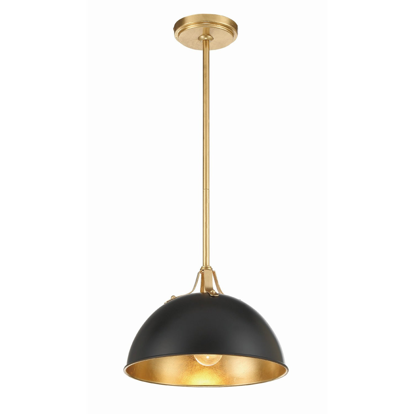 Soto 1 Light 12" Pendant in Matte Black + Antique Gold