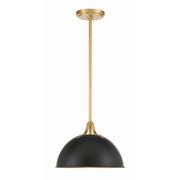 Soto 1 Light 12" Pendant in Matte Black + Antique Gold