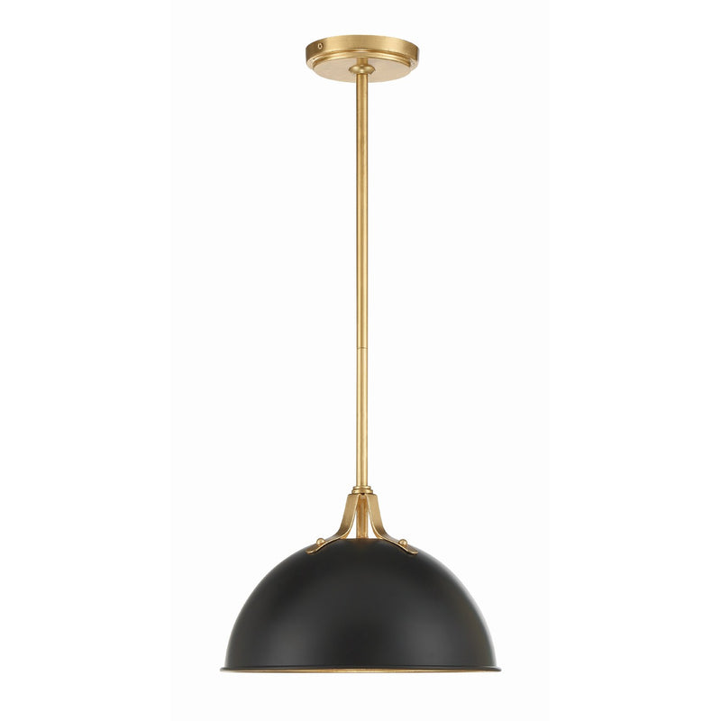 Soto 1 Light 12" Pendant in Matte Black + Antique Gold