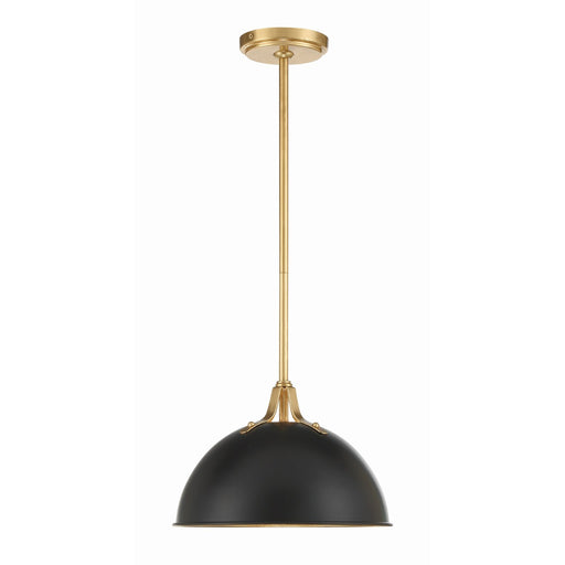 Soto 1 Light 12" Pendant in Matte Black + Antique Gold