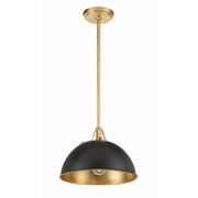 Soto 1 Light 12" Pendant in Matte Black + Antique Gold