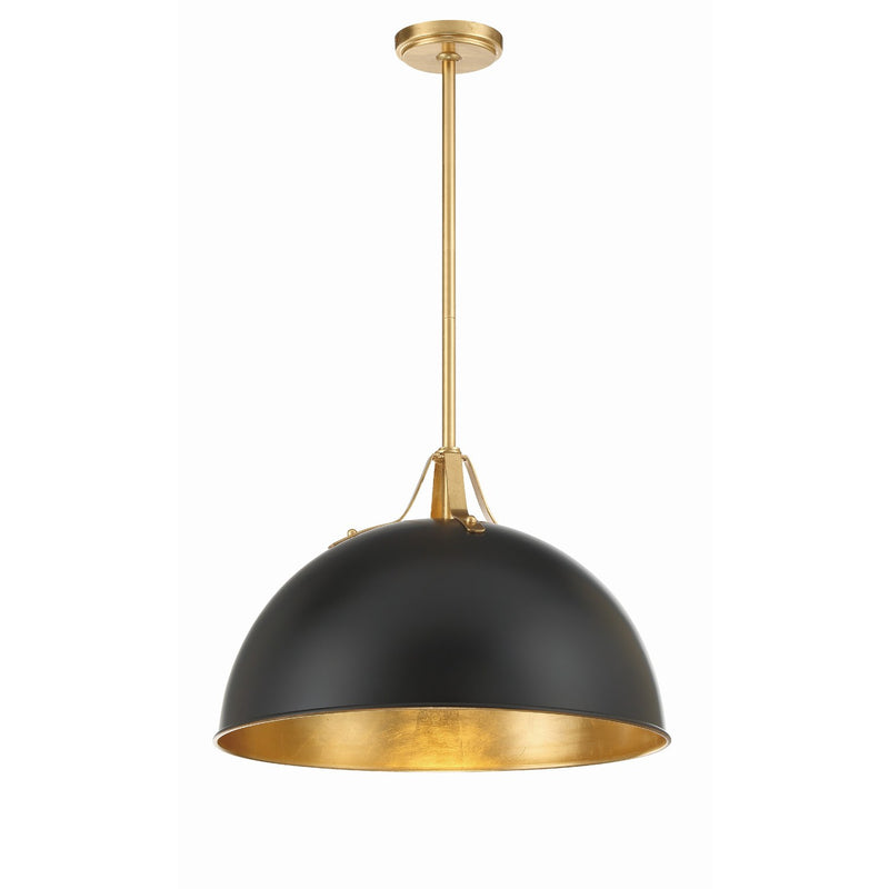 Soto 1 Light 20" Pendant in Matte Black + Antique Gold