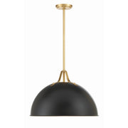 Soto 1 Light 20" Pendant in Matte Black + Antique Gold
