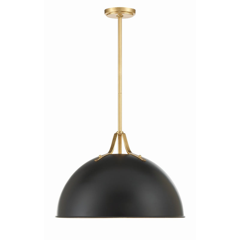 Soto 1 Light 20" Pendant in Matte Black + Antique Gold