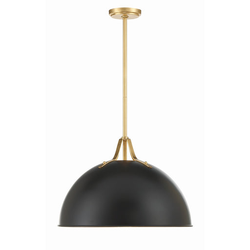 Soto 1 Light 20" Pendant in Matte Black + Antique Gold