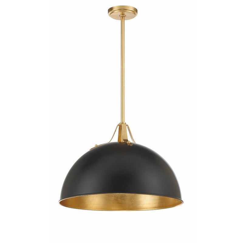 Soto 1 Light 20" Pendant in Matte Black + Antique Gold