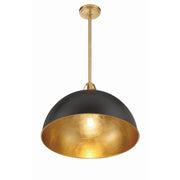 Soto 1 Light 20" Pendant in Matte Black + Antique Gold