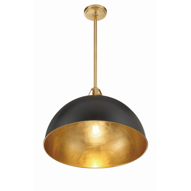 Soto 1 Light 20" Pendant in Matte Black + Antique Gold