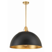 Soto 3 Light 23.5" Pendant in Matte Black + Antique Gold