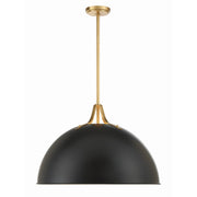 Soto 3 Light 23.5" Pendant in Matte Black + Antique Gold