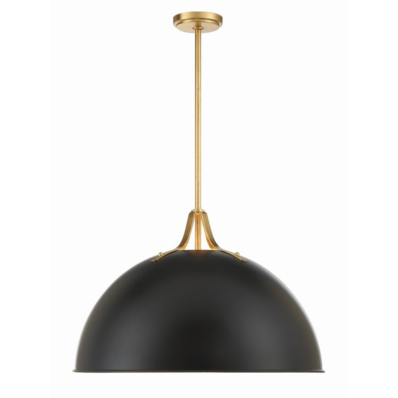 Soto 3 Light 23.5" Pendant in Matte Black + Antique Gold