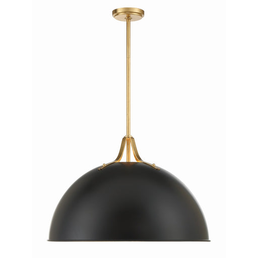 Soto 3 Light 23.5" Pendant in Matte Black + Antique Gold