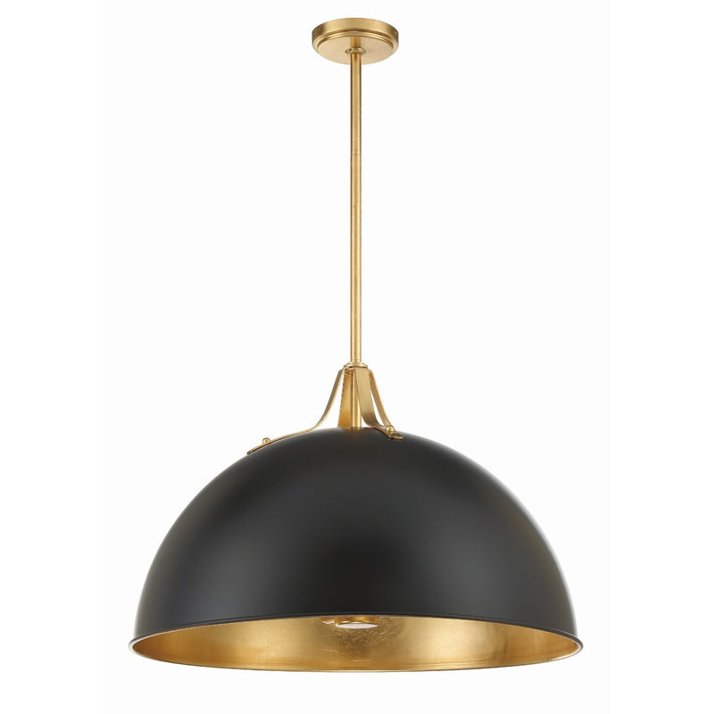 Soto 3 Light 23.5" Pendant in Matte Black + Antique Gold