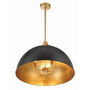 Soto 3 Light 23.5" Pendant in Matte Black + Antique Gold