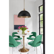 Soto 3 Light 23.5" Pendant in Matte Black + Antique Gold in a room setting