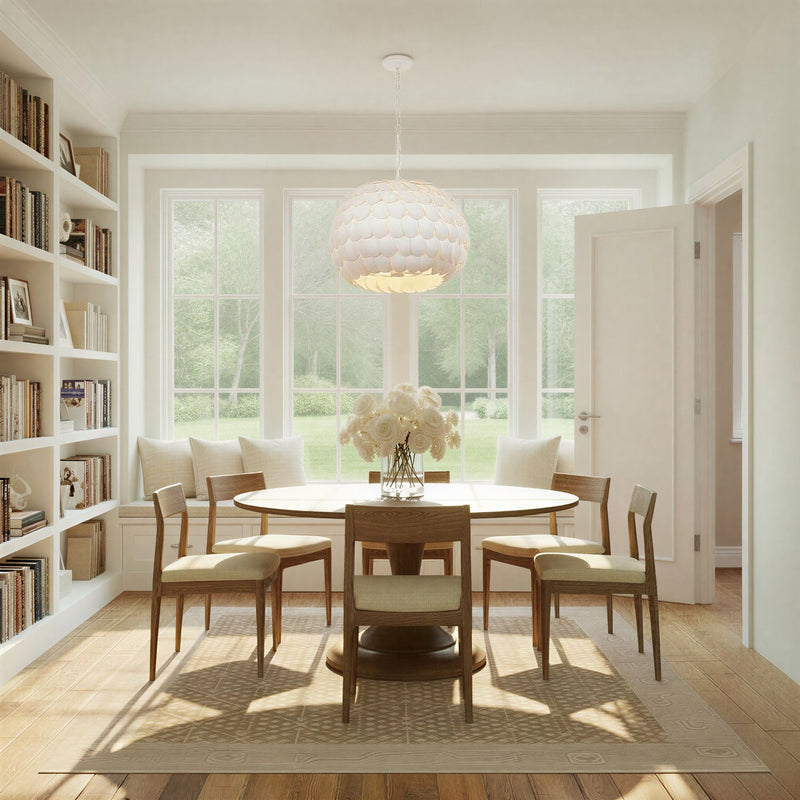 Talia 5 Light 20.5" Pendant in Matte White in a room setting