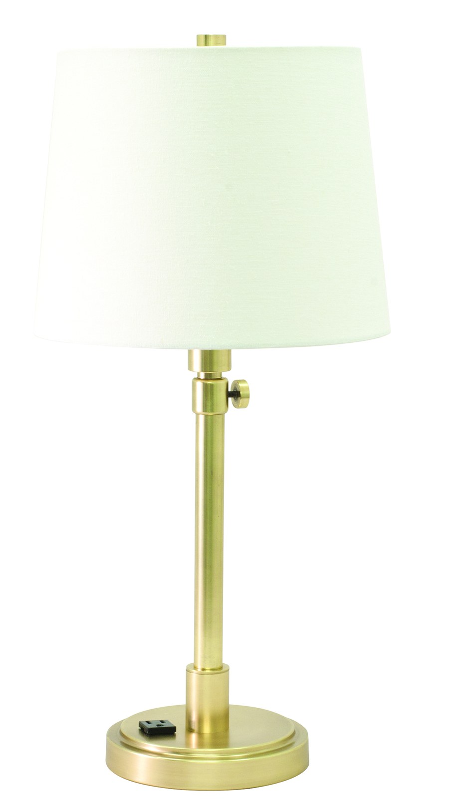 Townhouse Adjustable Table Lamp with Convenience Outlet in Raw Brass