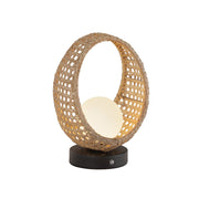 Lanai 10" Cordless Table Lamp in Black/Opal Glass