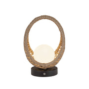 Lanai 10" Cordless Table Lamp in Black/Opal Glass