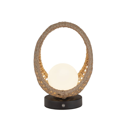 Lanai 10" Cordless Table Lamp in Black/Opal Glass