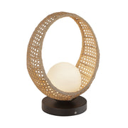 Lanai 16" Cordless Table Lamp in Black/Opal Glass