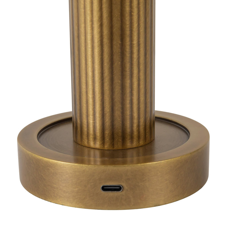 Vienna 5" Cordless Table Lamp in Vintage Brass/Glossy Glass