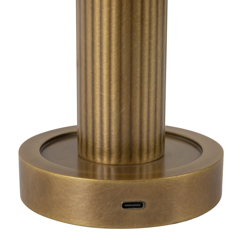 Vienna 6" Cordless Table Lamp in Vintage Brass/Glossy Glass