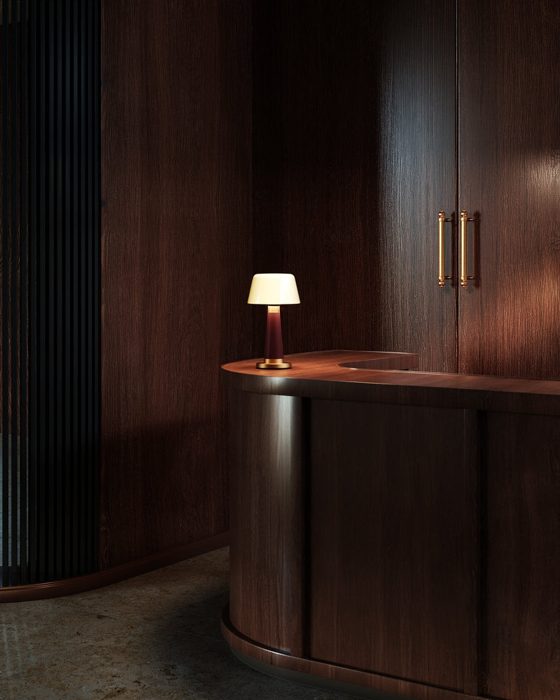 Clemence 6" Cordless LED Table Lamp in Burgundy