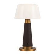 Clemence 6" Cordless LED Table Lamp in Espresso Vegan Leather