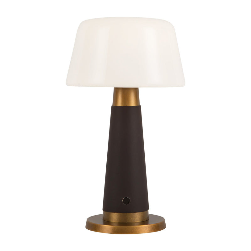 Clemence 6" Cordless LED Table Lamp in Espresso Vegan Leather