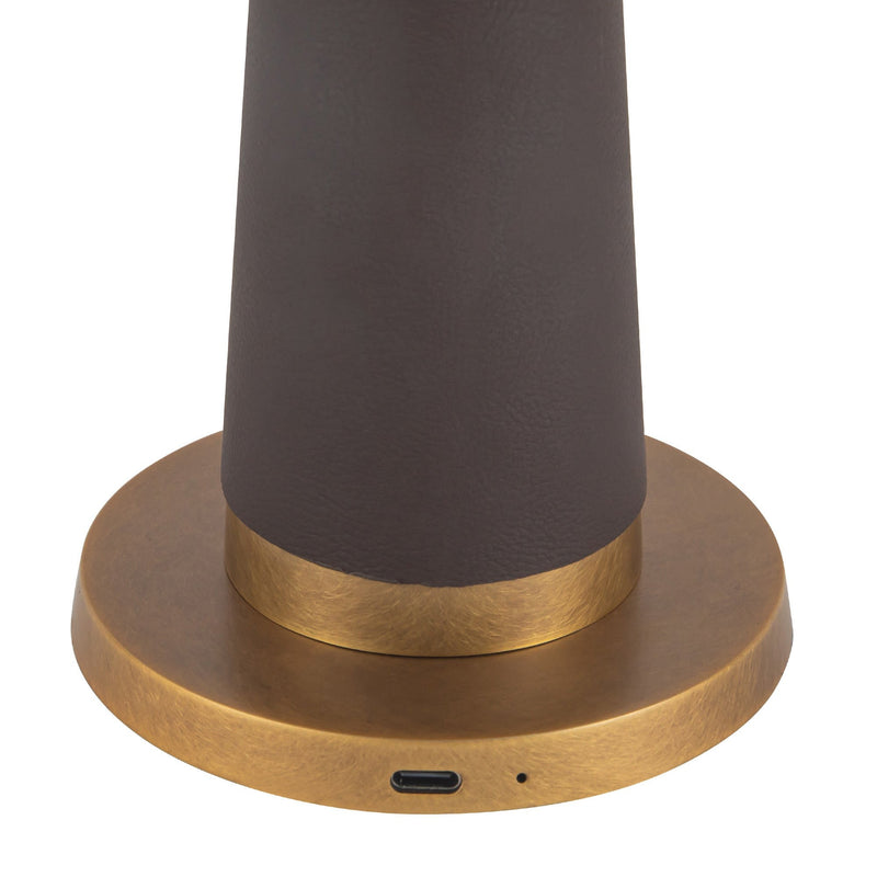 Clemence 6" Cordless LED Table Lamp in Espresso Vegan Leather