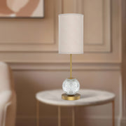 Marni 21" LED Table Lamp in Natural Brass/White Linen
