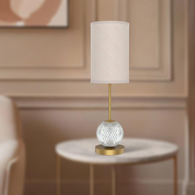 Marni 21" LED Table Lamp in Natural Brass/White Linen