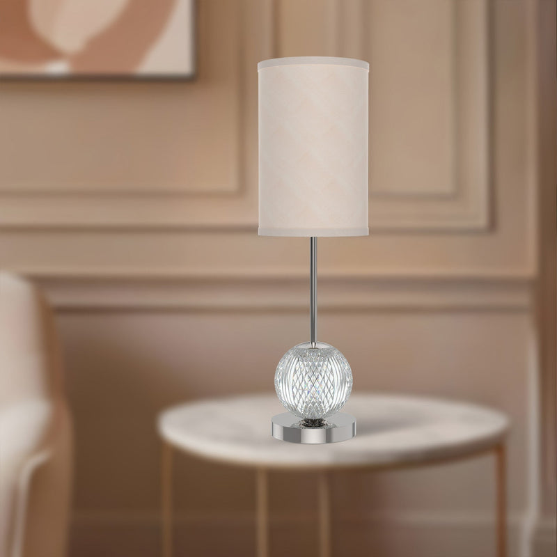 Marni 21" LED Table Lamp in Polished Nickel/White Linen