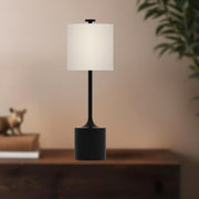 Issa 26" Table Lamp in Matte Black/Ivory Linen