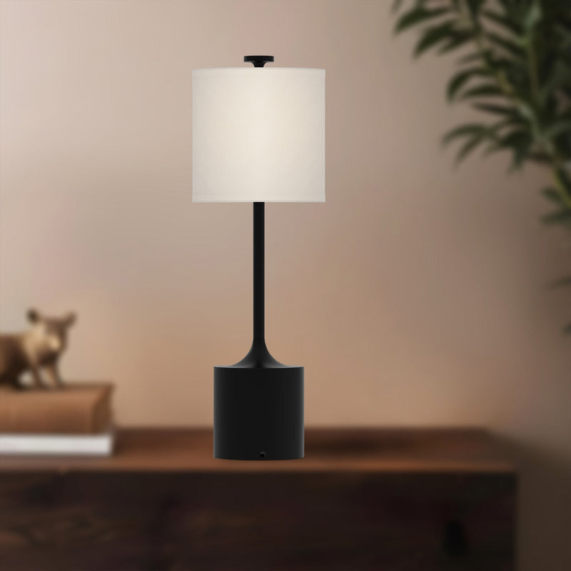 Issa 26" Table Lamp in Matte Black/Ivory Linen